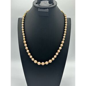 Vintage Avon Pale Pink & Gold Beaded Necklace Fashion Jewelry